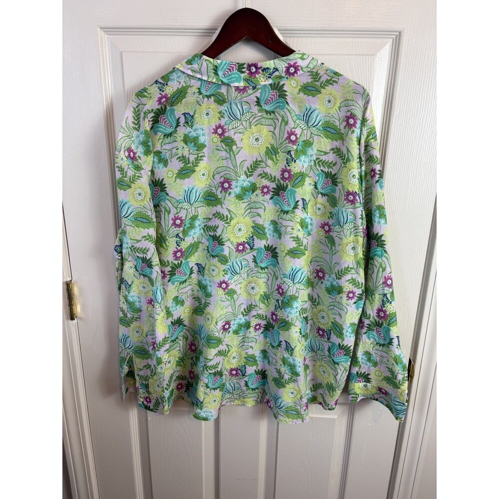 J Jill Silk Blend Light Airy Beach Summer Top Floral Oversized XL - 441 - Picture 6 of 7